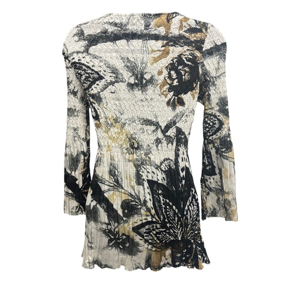 Alberto Makali Women's Size S Print Smocked Square Neck Long Sleeve Tunic Top - Picture 2 of 8